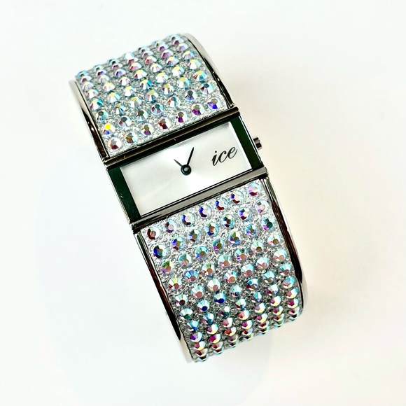 Pavé Crystal Ice Bangle Watch - Aurora Borealis - Picture 6 of 9